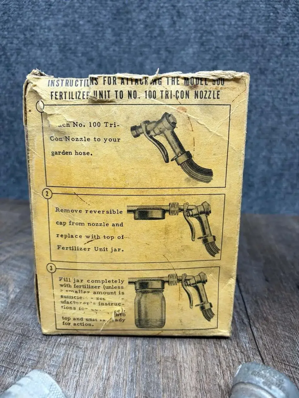 Vintage Tri-Con No. 500 Lawn Fertilizing Nozzle Sprayer Kit - glass bottle kit